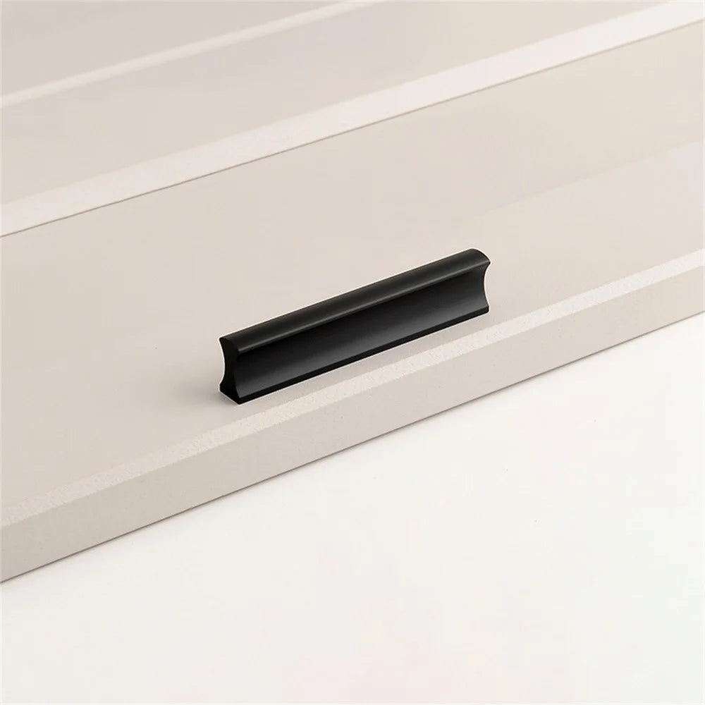 Drawer Pull 64mm Hole Center, 80mm Length Aluminum Alloy Kitchen Cabinet Handle Furniture Hardware - Matte Black - 1