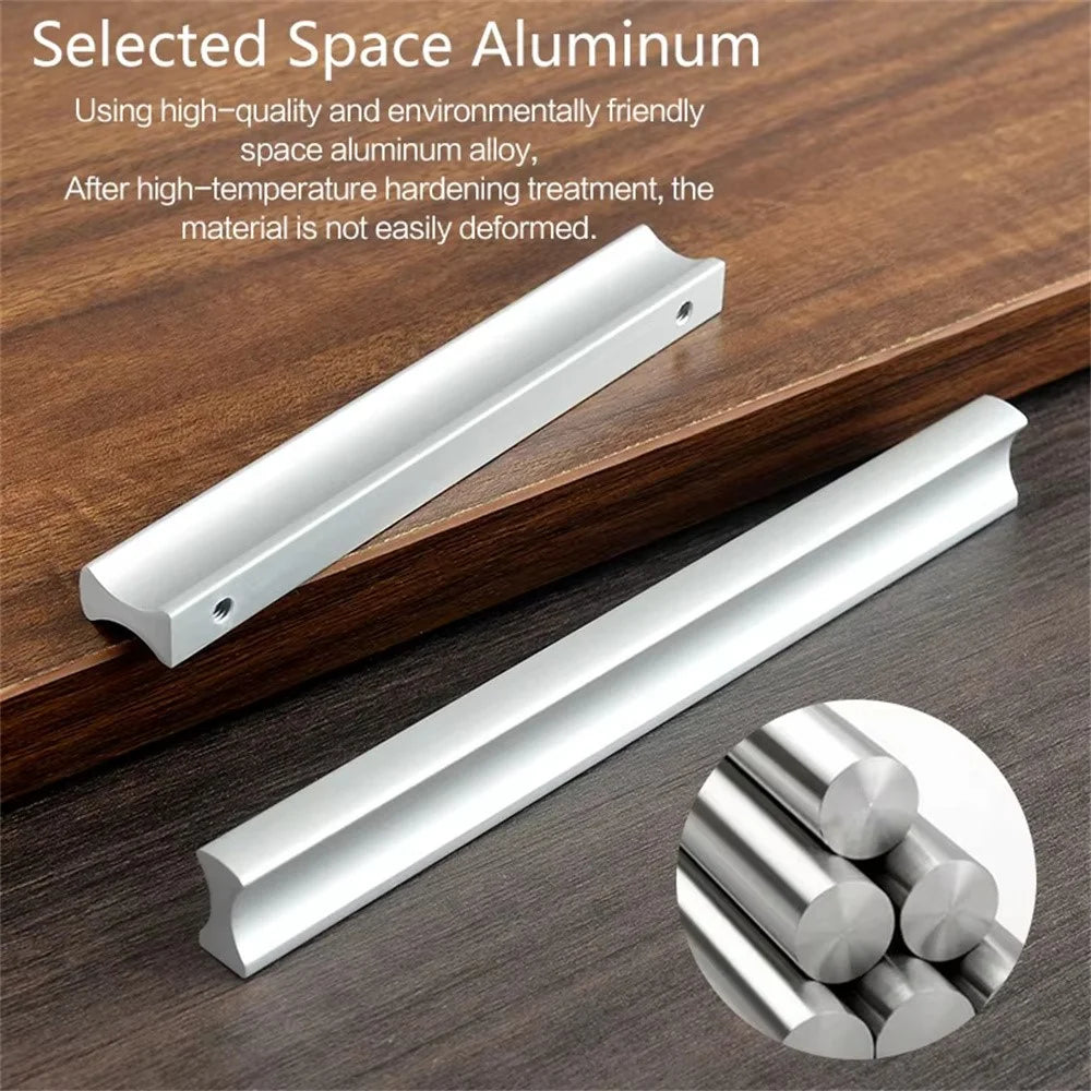 Metal Drawer Pulls 384mm Hole Center / 450mm Length Minimalist Style Hardware Cabinet Handle - Matte Silver - 6