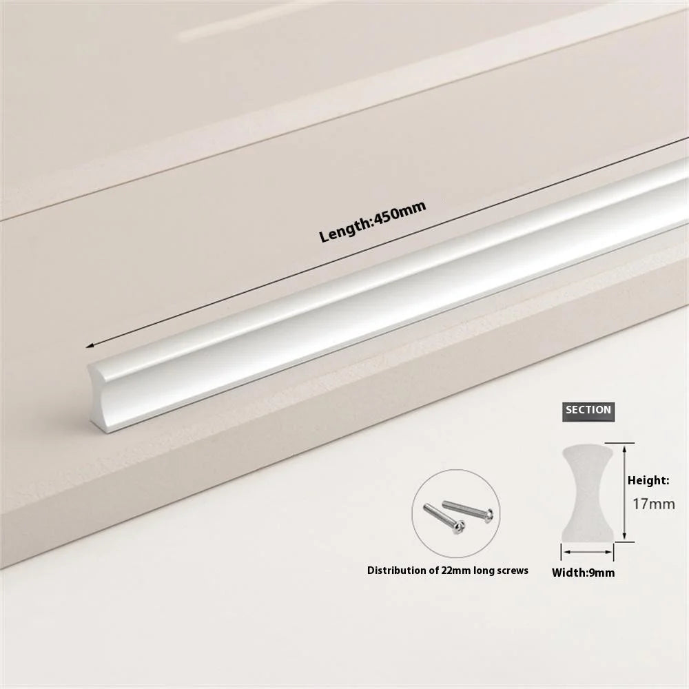 Metal Drawer Pulls 384mm Hole Center / 450mm Length Minimalist Style Hardware Cabinet Handle - Matte Silver - 7