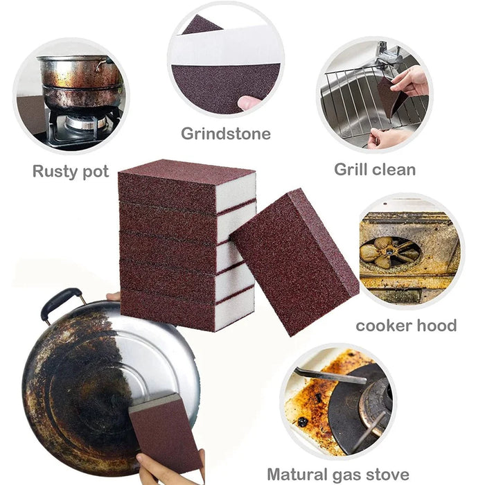 3Pcs Kitchen Cleaning Sponge Silicon Carbide Rust Removal Scrubber Block for Pots Pans Sinks Tiles - Brown - 4