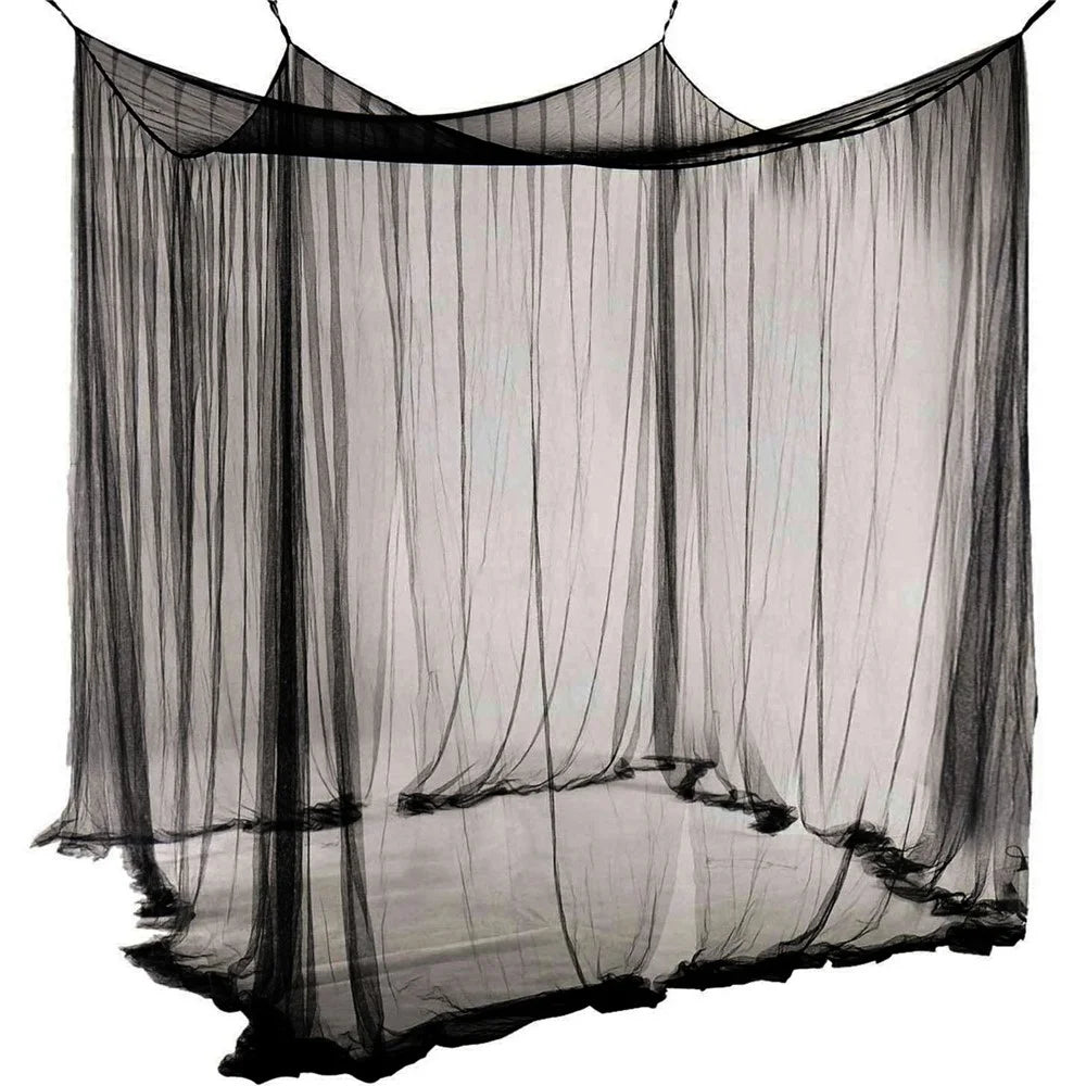 Foldable Mosquito Net 4 Door Opening Large Size Square Canopy for Outdoor Camping  /  Bedroom Decoration - Black - 1