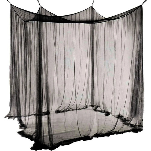 Foldable Mosquito Net 4 Door Opening Large Size Square Canopy for Outdoor Camping  /  Bedroom Decoration - Black - 1