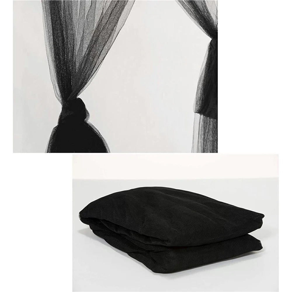 Foldable Mosquito Net 4 Door Opening Large Size Square Canopy for Outdoor Camping  /  Bedroom Decoration - Black - 5