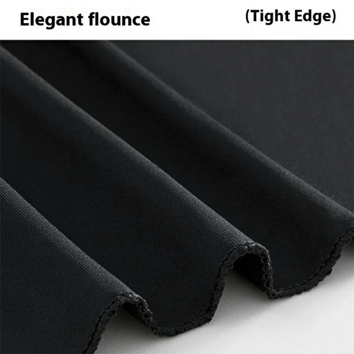 4ft Round Table Skirt Solid Color Elastic Tablecloth Cover Wedding Banquet Party Decoration - Black - 4