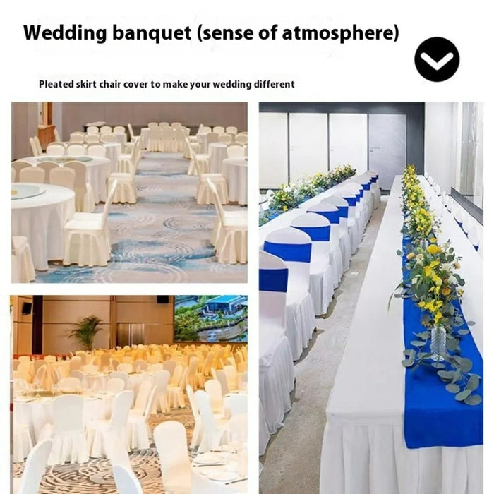 Stretch Chair Cover Wedding Banquet Decor Removable Solid Color Skirted Chair Slipcover - Sapphire - 2