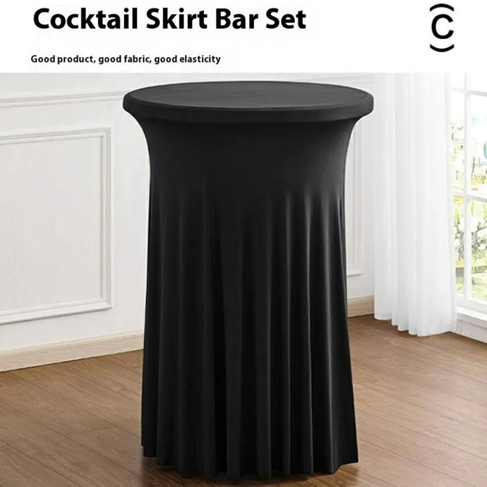 60 x 110cm Elegant Round Cocktail Table Cover for Business Events Solid Color Stretch Skirted Tablecloth - White - 3