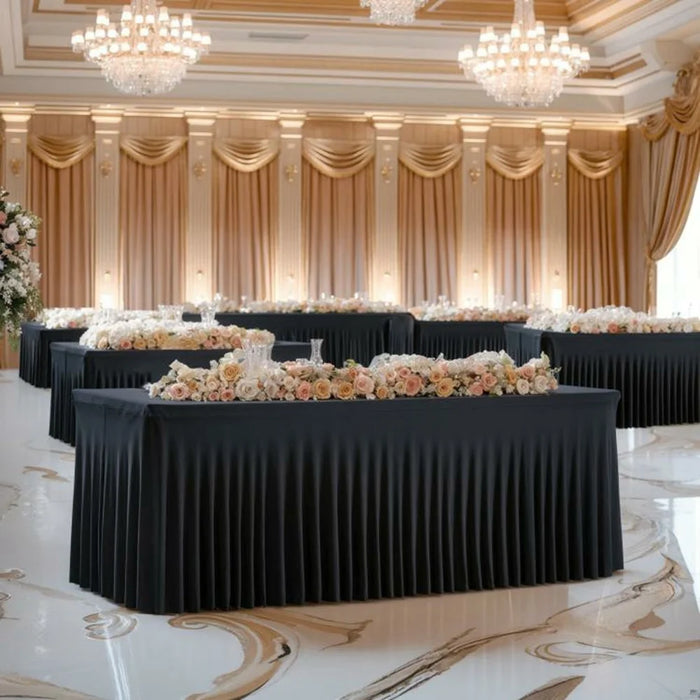 4ft Table Skirt for Rectangle Table Stretchable Wrinkle Resistant Tablecloth for Wedding Party, 122 x 60 x 76cm - White - 3