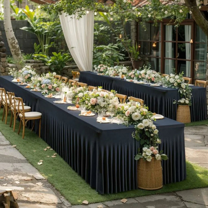 4ft Table Skirt for Rectangle Table Stretchable Wrinkle Resistant Tablecloth for Wedding Party, 122 x 60 x 76cm - White - 4