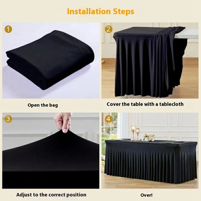 4ft Table Skirt for Rectangle Table Stretchable Wrinkle Resistant Tablecloth for Wedding Party, 122 x 60 x 76cm - White - 6