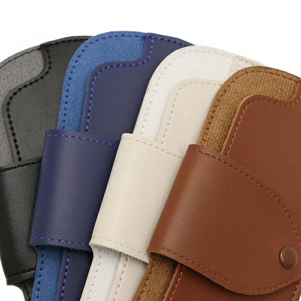 Portable Eyeglass Case Neck Hanging Sunglasses Holder PU Leather Reading Glasses Storage Pouch - Coffee - 6