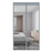 90 x 210cm Magnetic Screen Door for Bedroom Patio Mosquito Mesh Curtain No Drill Installation - Grey Stripe - 1