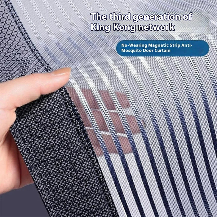 90 x 210cm Magnetic Screen Door for Bedroom Patio Mosquito Mesh Curtain No Drill Installation - Grey Stripe - 2
