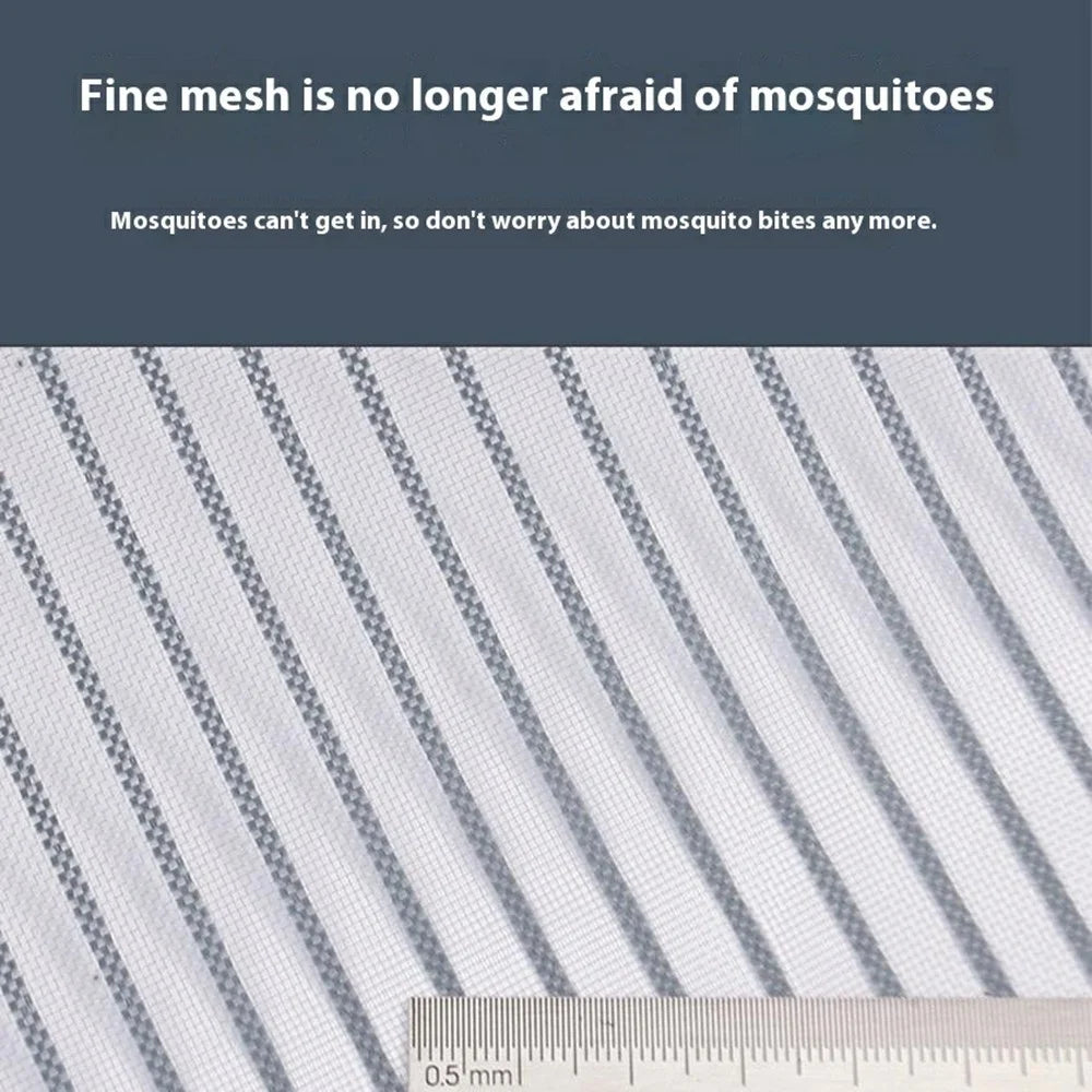 95 x 210cm Magnetic Screen Door for Bedroom Patio Mosquito Mesh Curtain No Drill Installation - Grey Stripe - 6
