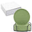 8Pcs Silicone Coasters Set with Metal Holder 10cm Round Draining Heat Resistant Non-Slip Mats - Pentagon / Bean Green - 1