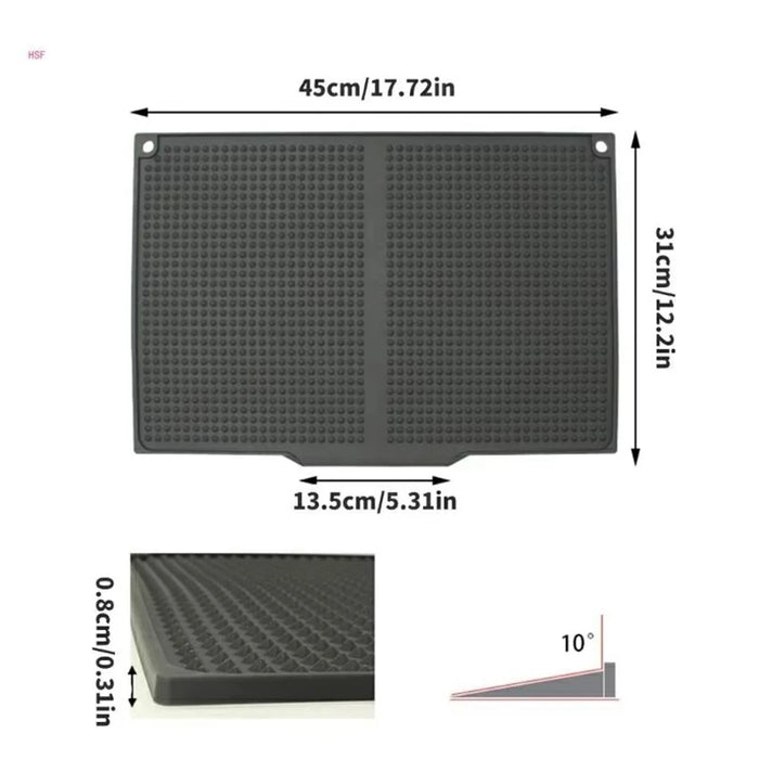 45 x 30cm Silicone Draining Mat Kitchen Heat Resistant Pad Non Slip Striped Countertop Protector - Dark Grey - 6
