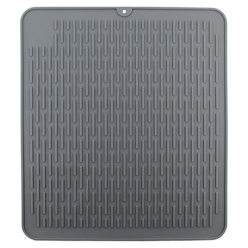 45 x 40cm Silicone Draining Mat Kitchen Heat Resistant Pad Non Slip Striped Countertop Protector - Grey - 1