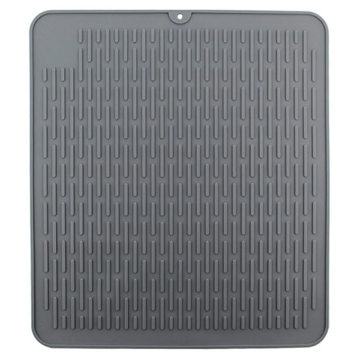 45 x 40cm Silicone Draining Mat Kitchen Heat Resistant Pad Non Slip Striped Countertop Protector - Grey - 1