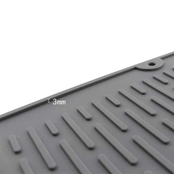 45 x 40cm Silicone Draining Mat Kitchen Heat Resistant Pad Non Slip Striped Countertop Protector - Grey - 4