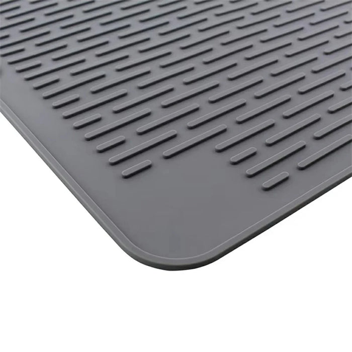 45 x 40cm Silicone Draining Mat Kitchen Heat Resistant Pad Non Slip Striped Countertop Protector - Grey - 5
