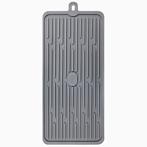 47 x 20cm Silicone Draining Mat Kitchen Heat Resistant Pad Countertop Protector Anti Slip Striped Drying Mat - Grey - 1