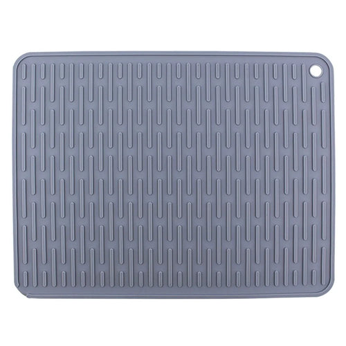 Kitchen Striped Silicone Draining Mat Heat Resistant Non Slip Countertop Protective Pad, 40x30cm - Dark Grey - 1
