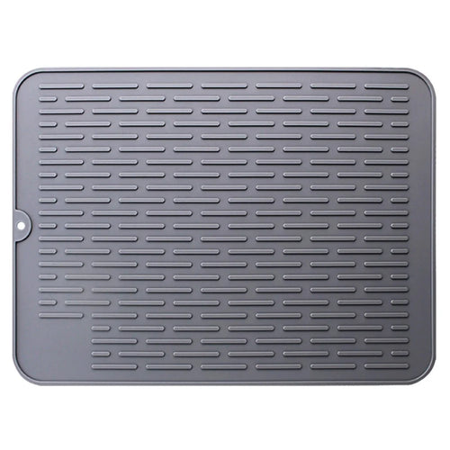 Kitchen Striped Silicone Draining Mat Heat Resistant Countertop Protective Pad, 40x30cm - Grey - 1