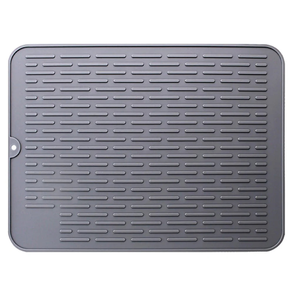 Kitchen Striped Silicone Draining Mat Heat Resistant Countertop Protective Pad, 40x30cm - Grey - 1