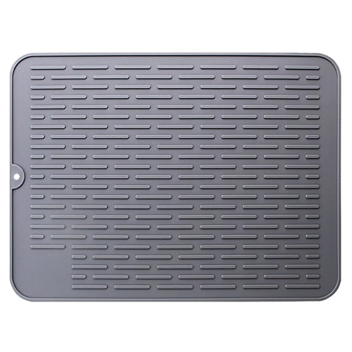 Kitchen Striped Silicone Draining Mat Heat Resistant Countertop Protective Pad, 40x30cm - Grey - 1