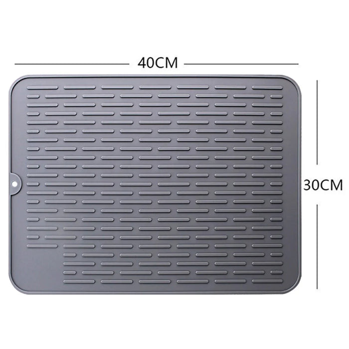 Kitchen Striped Silicone Draining Mat Heat Resistant Countertop Protective Pad, 40x30cm - Grey - 4