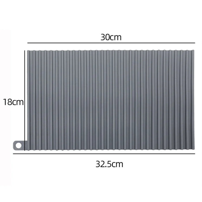 Rollable Silicone Draining Mat Striped Kitchen Heat Resistant Anti Scald Countertop Protective Pad, 30x18cm - Grey - 5