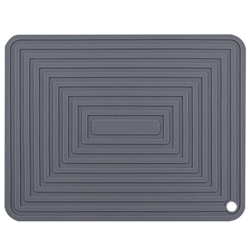 Ripple Design Silicone Draining Mat Kitchen Heat Resistant Pad Countertop Protector, 29x23cm - Grey - 1