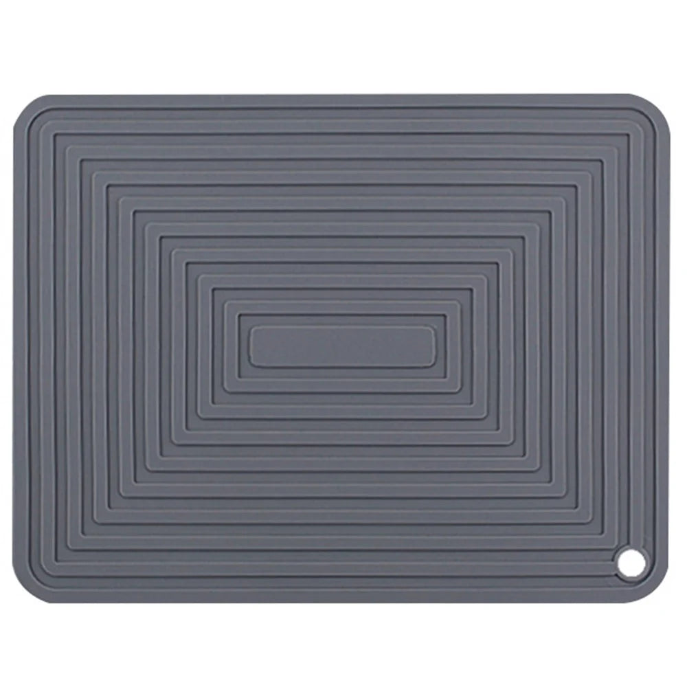 Ripple Design Silicone Draining Mat Kitchen Heat Resistant Pad Countertop Protector, 29x23cm - Grey - 1