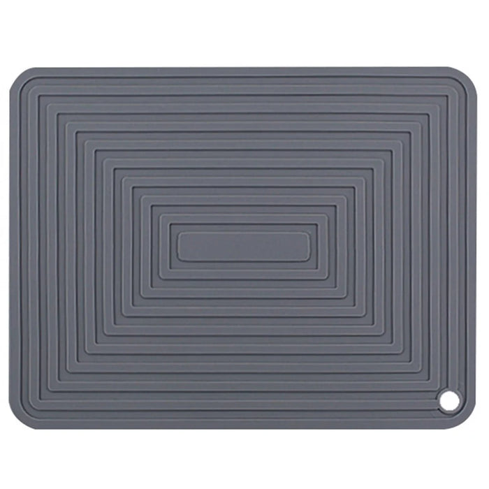 Ripple Design Silicone Draining Mat Kitchen Heat Resistant Pad Countertop Protector, 29x23cm - Grey - 1