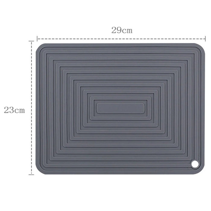 Ripple Design Silicone Draining Mat Kitchen Heat Resistant Pad Countertop Protector, 29x23cm - Grey - 4