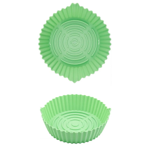 22cm Air Fryer Oven Silicone Baking Pan Heat Resistant Foldable Round Cake Mold (BPA Free, FDA Certified) - Cyan - 1