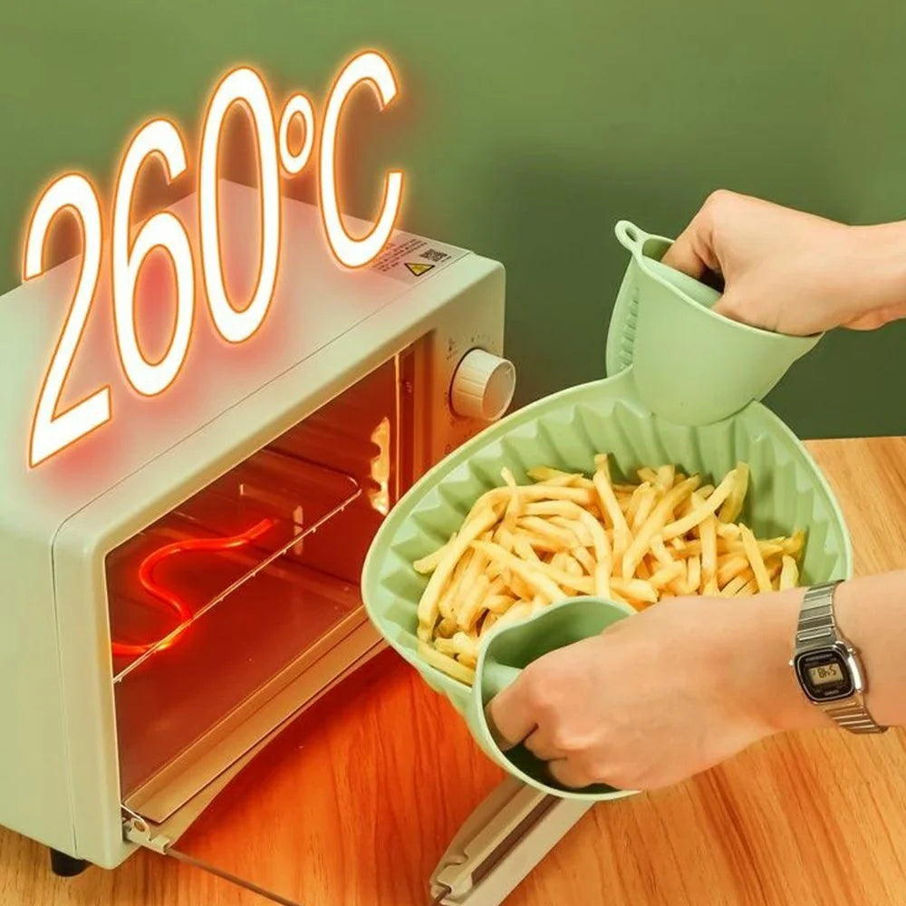 19cm Round Silicone Baking Pan Heat Resistant Air Fryer Oven Foldable Cake Mold (BPA Free, FDA Certified) - Cyan - 2