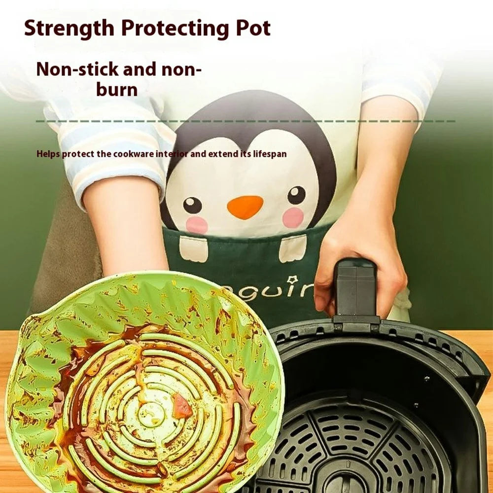 19cm Round Silicone Baking Pan Heat Resistant Air Fryer Oven Foldable Cake Mold (BPA Free, FDA Certified) - Cyan - 3