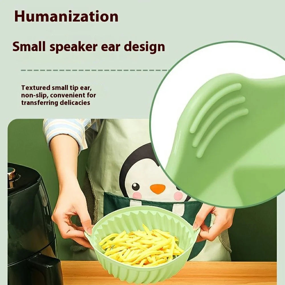 19cm Round Silicone Baking Pan Heat Resistant Air Fryer Oven Foldable Cake Mold (BPA Free, FDA Certified) - Cyan - 4