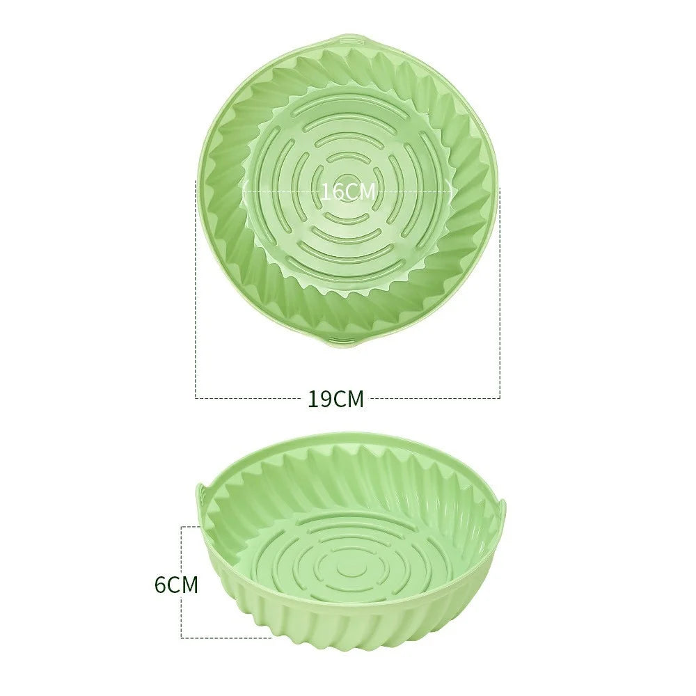 19cm Round Silicone Baking Pan Heat Resistant Air Fryer Oven Foldable Cake Mold (BPA Free, FDA Certified) - Cyan - 7