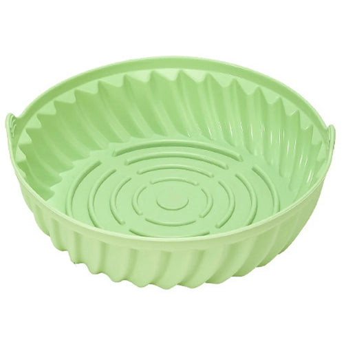 22cm Round Silicone Baking Pan Heat Resistant Air Fryer Oven Foldable Cake Mold (BPA Free, FDA Certified) - Cyan - 1