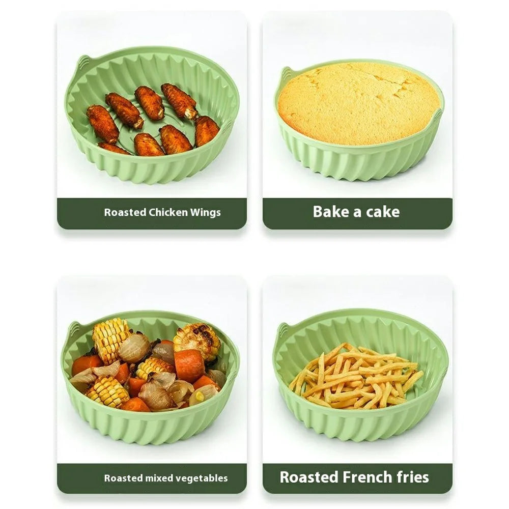 22cm Round Silicone Baking Pan Heat Resistant Air Fryer Oven Foldable Cake Mold (BPA Free, FDA Certified) - Cyan - 5