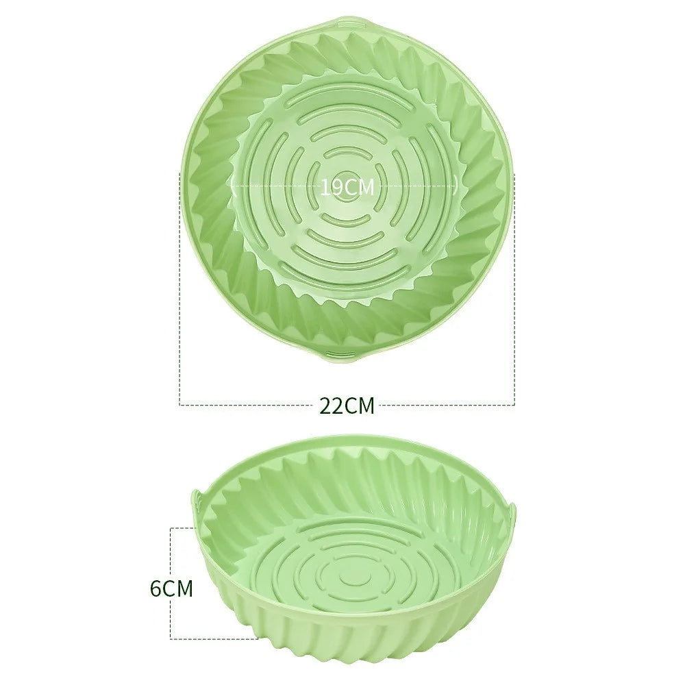 22cm Round Silicone Baking Pan Heat Resistant Air Fryer Oven Foldable Cake Mold (BPA Free, FDA Certified) - Cyan - 7