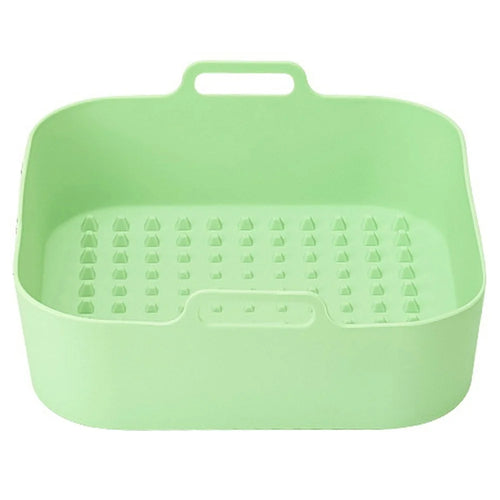 20cm Square Air Fryer Oven Silicone Baking Pan Heat Resistant Foldable Cake Mold (BPA Free, FDA Certified) - Cyan - 1