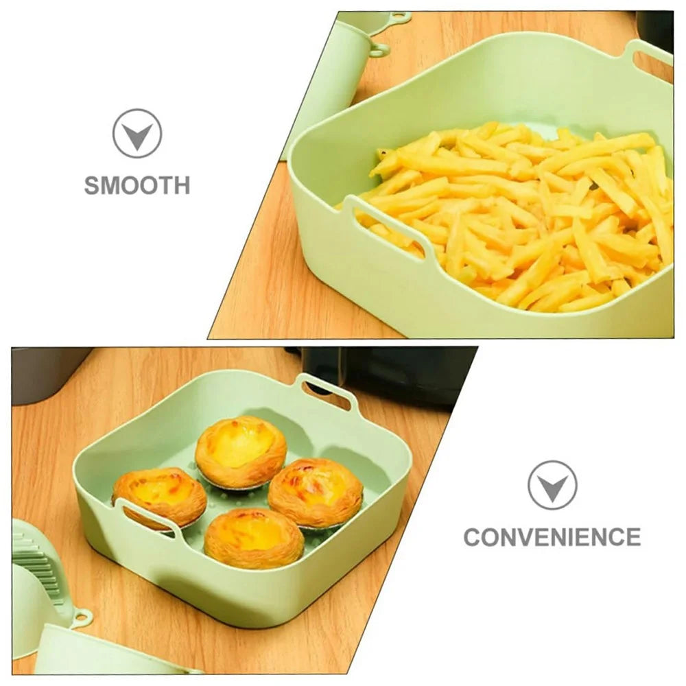 20cm Square Air Fryer Oven Silicone Baking Pan Heat Resistant Foldable Cake Mold (BPA Free, FDA Certified) - Cyan - 4