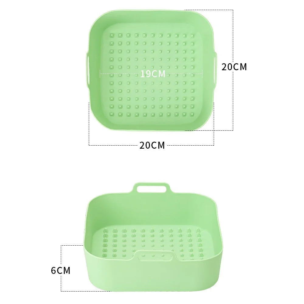 20cm Square Air Fryer Oven Silicone Baking Pan Heat Resistant Foldable Cake Mold (BPA Free, FDA Certified) - Cyan - 5
