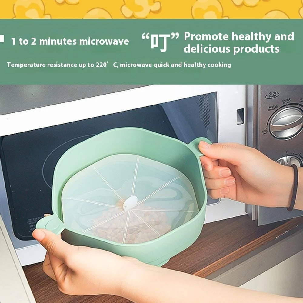 Silicone Popcorn Bowl Microwave Safe Reusable Collapsible Container with Lid  (BPA Free, FDA Certified) - Cyan - 3