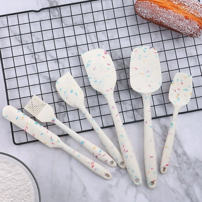 6Pcs / Set Silicone Kitchen Utensils Cooking Tools Cream Scraper Spatula Oil Brush Kit (BPA Free, FDA Certified) - 3