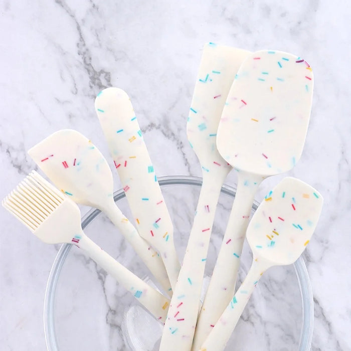 6Pcs / Set Silicone Kitchen Utensils Cooking Tools Cream Scraper Spatula Oil Brush Kit (BPA Free, FDA Certified) - 4