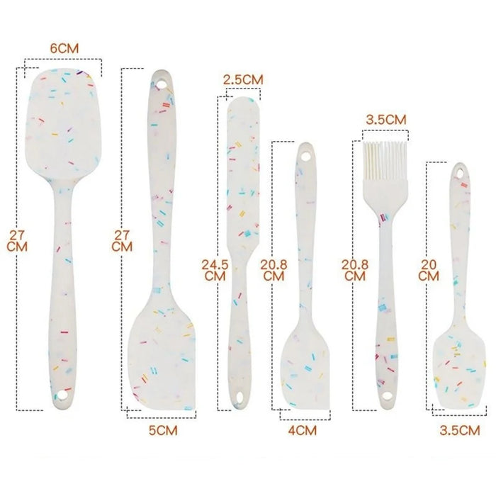6Pcs / Set Silicone Kitchen Utensils Cooking Tools Cream Scraper Spatula Oil Brush Kit (BPA Free, FDA Certified) - 7