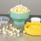 Silicone Popcorn Bowl Microwave Safe Reusable Collapsible Container with Lid and Scraper (BPA Free, FDA Certified) - Cyan - 4